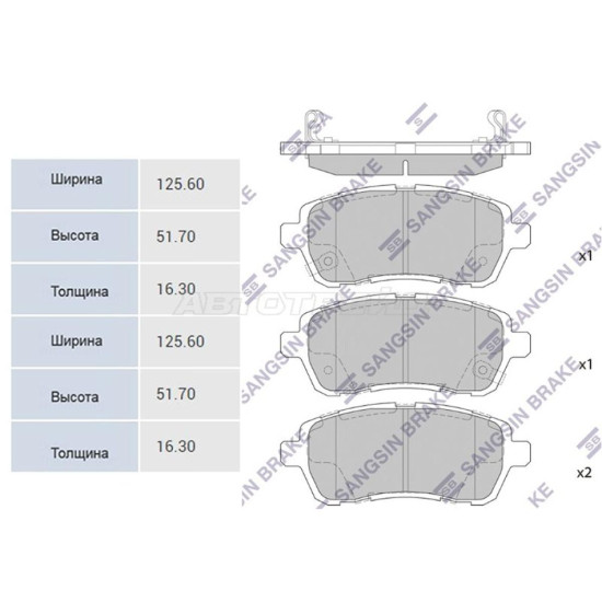 Колодки тормозные перед MAZDA2 07-/FORD FIESTA 08- SANGSIN BRAKE