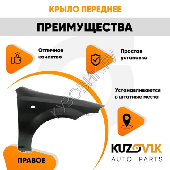Крыло переднее правое Chevrolet Lacetti (2004-2013) хэтчбек KUZOVIK
