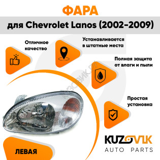 Фара левая Chevrolet Lanos (2002-2009) KUZOVIK