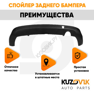 Спойлер заднего бампера Ford Focus 3 (2014-) хэтчбек с вырезом под глушитель KUZOVIK